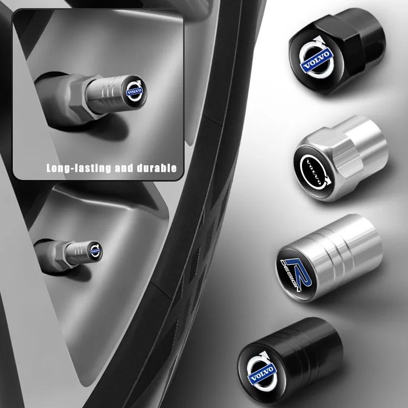4Pcs Aluminum Alloy Car Tire Valve Caps for Volvo XC60 XC90 XC40 S90 S60 Anti-dust Wheel Valve Stem Cover Exterior Accessories
