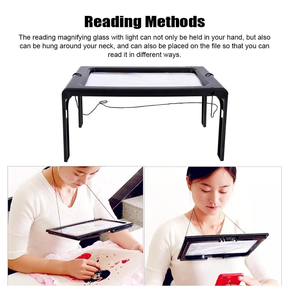 Black Foldable Magnifying Glass 270 * 205 * 110mm Full-Page Magnifier for 4X For Elderly