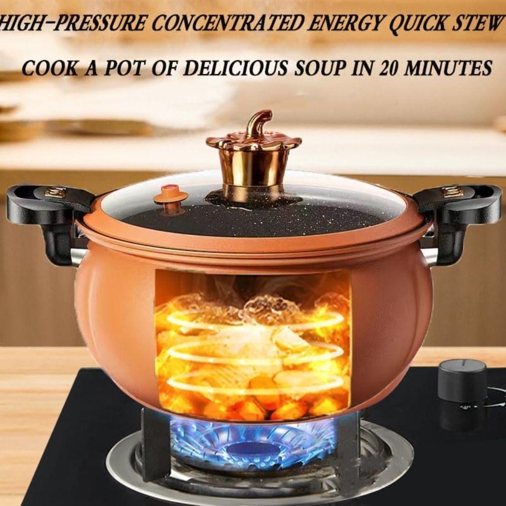 8L Fine Iron Pumpkin Micro Pressure Pot Glass Gas Stove Universal Pan Home Type Soup Pot  Kitchen