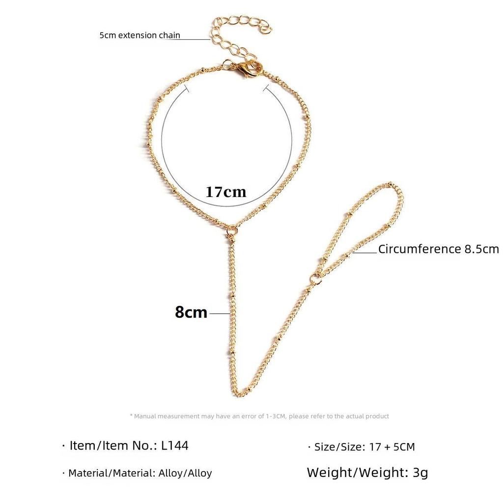 European & American Ladies' Beaded Finger Chain Bracelet - Exquisite Spring Fashion Accessory