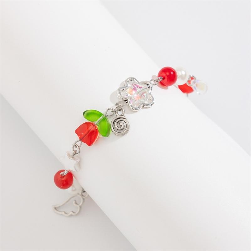 Модный браслет ручной работы с цветочными кисточками, цепочка с цветочным узором и бусинами, регулируемая длина, браслет, ювелирные изделия для женщин