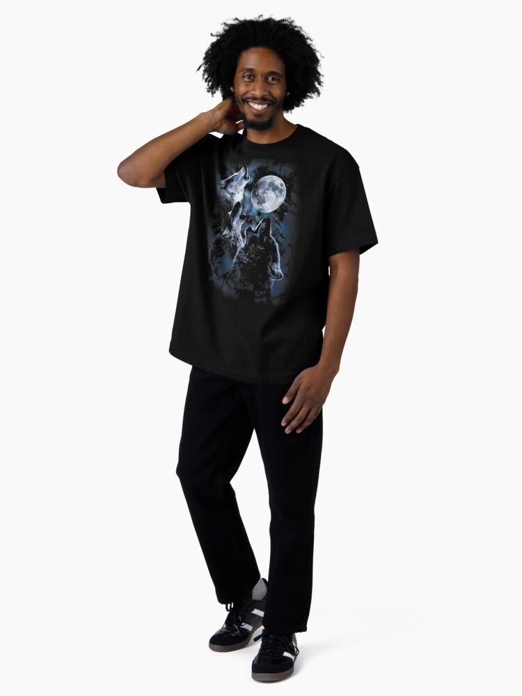 The Animals Three Wolves Howling at The Moon - Mystical Wolf Pack Oversized T-Shirt