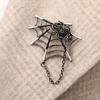 Fashion Retro Hollow-out Geometric Rhinestone Spider Weaving Net Chain Brooch Corsage