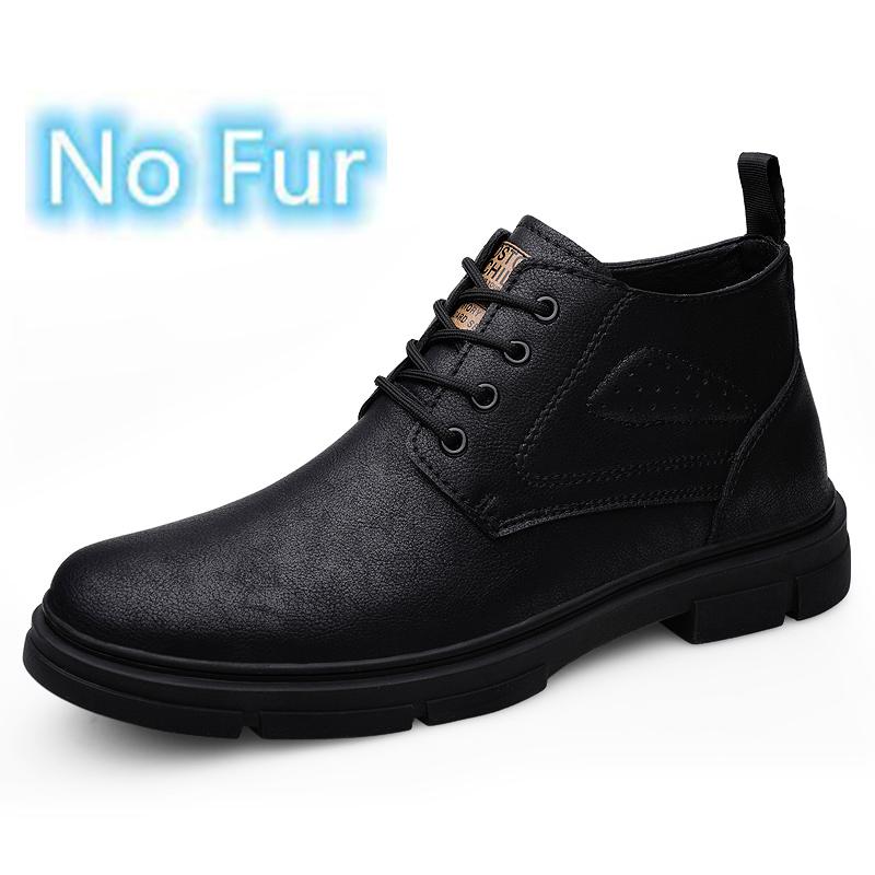 Warm Plush Fur Winter Men Shoes Genuine Leather Snow Boots High Quality Man Cow Leather Winter Footwear Luxury Brand Ankle Boots