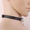 Unisex Gothic Circle Choker Collar Pendant Faux Leather Chain Neck Ring Necklace