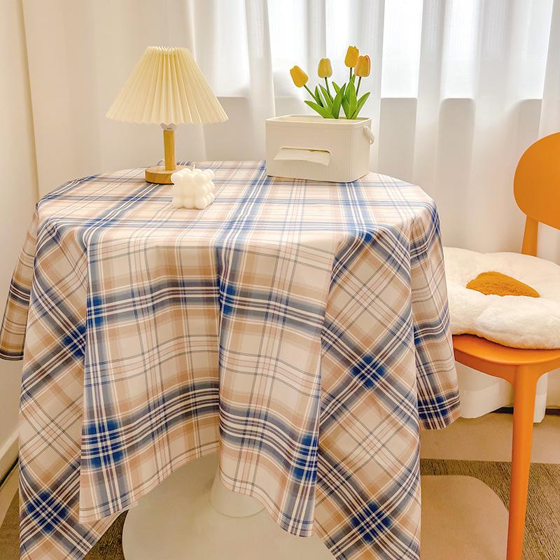 Клетчатая Скатерть Девичье Сердце Круглый Стол Скатерть Пылезащитная Скатерть для Обеденного Стола Коврик для Кофейного Столика Раскладная Ткань