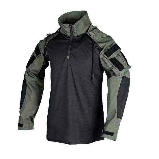 Мужская камуфляжная тактическая рубашка с длинным рукавом и воротником-стойкой, футболка с застежкой-молнией 1/4, камуфляжная униформа со съемным капюшоном для страйкбола, охоты, походов