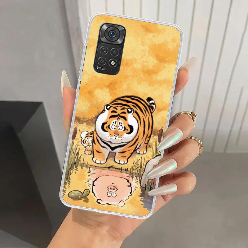 Мультяшный толстый тигр Чехол для телефона для Xiaomi Redmi Note 15 14 14S 13 12S 12 Pro 11S 11 Plus 11T 11E 10S Мягкий Funda Печатный корпус Redmi