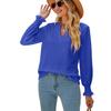 New Ladies Solid Color V-neck Casual Temperament Ladies Top Fashion Ladies Long Sleeves