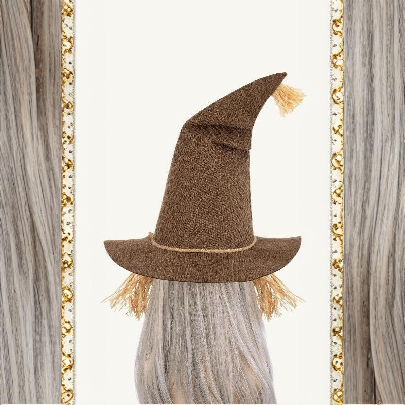 Lightweight Halloween Witch Hat Soft Scarecrow Costume Hat for Adult Cosplay Festival Theme Party Fancy Dress Props
