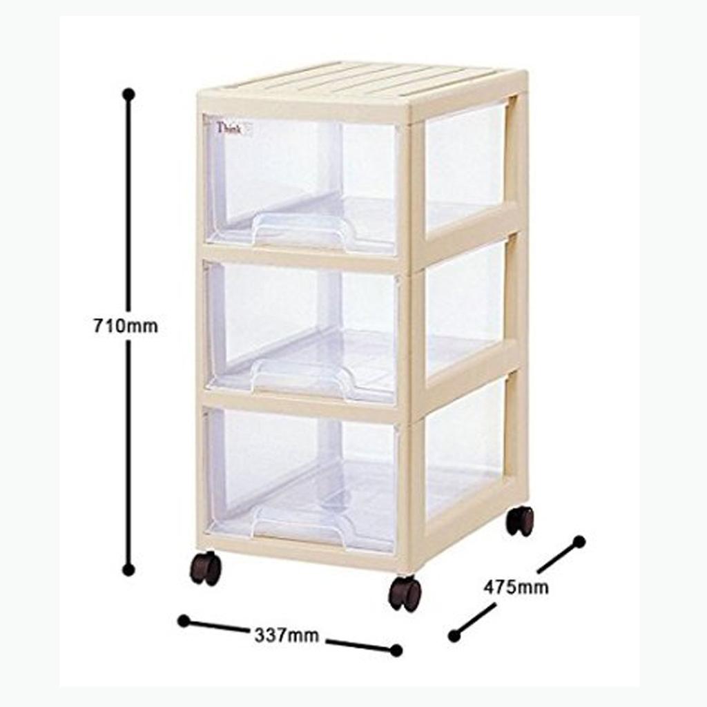 Sanko Plastic 3 Tier Clothes Storage Sink Width X Depth X Height 71cm Soft Beige 33.7 47.5