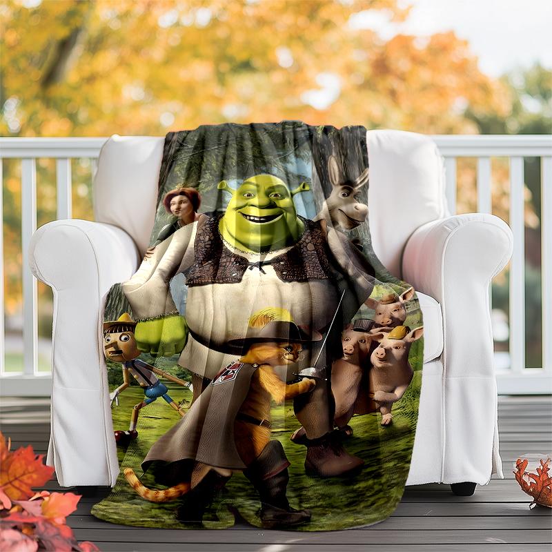 Shrek Theme Printed Blanket - Perfect for Couch, Bed, Travel & Outdoor Use | Machine Washable, Cozy & Durable.