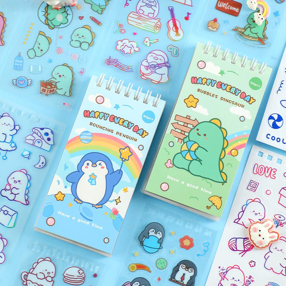 50 листов набор наклеек с милыми мультяшными животными, водонепроницаемые наклейки для скрапбукинга для домашних животных, художественные ремесла, дневники, блокноты, планировщики