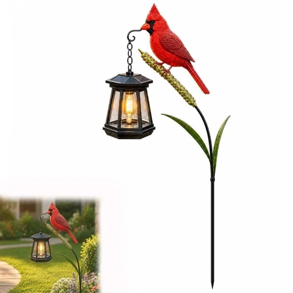 Vintage Garden Light Metal Red Bird Lantern Beautiful Decorative Outdoor Tribute Light Patio