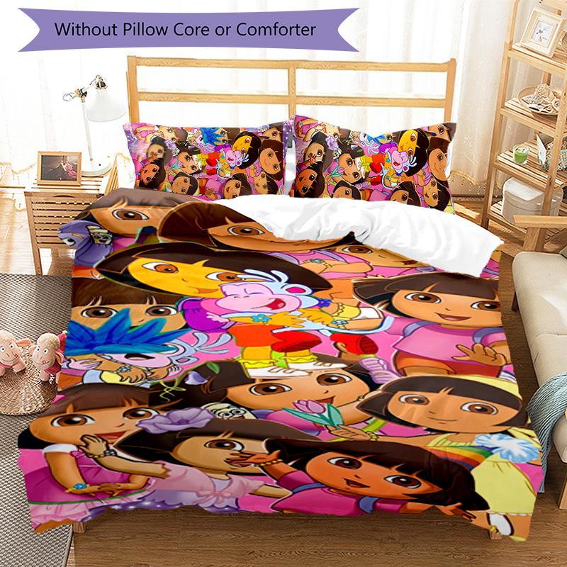 3pcs D-Doras The Explorer pattern bedding set duvet cover set includes duvet cover &pillowcases, perfect all season bedroom decoration & gift