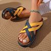 Женские сандалии лоскутной расцветки на толстой подошве, шлепанцы на танкетке с вырезами, повседневные пляжные сандалии, лето 2025, Sandalias Mujer