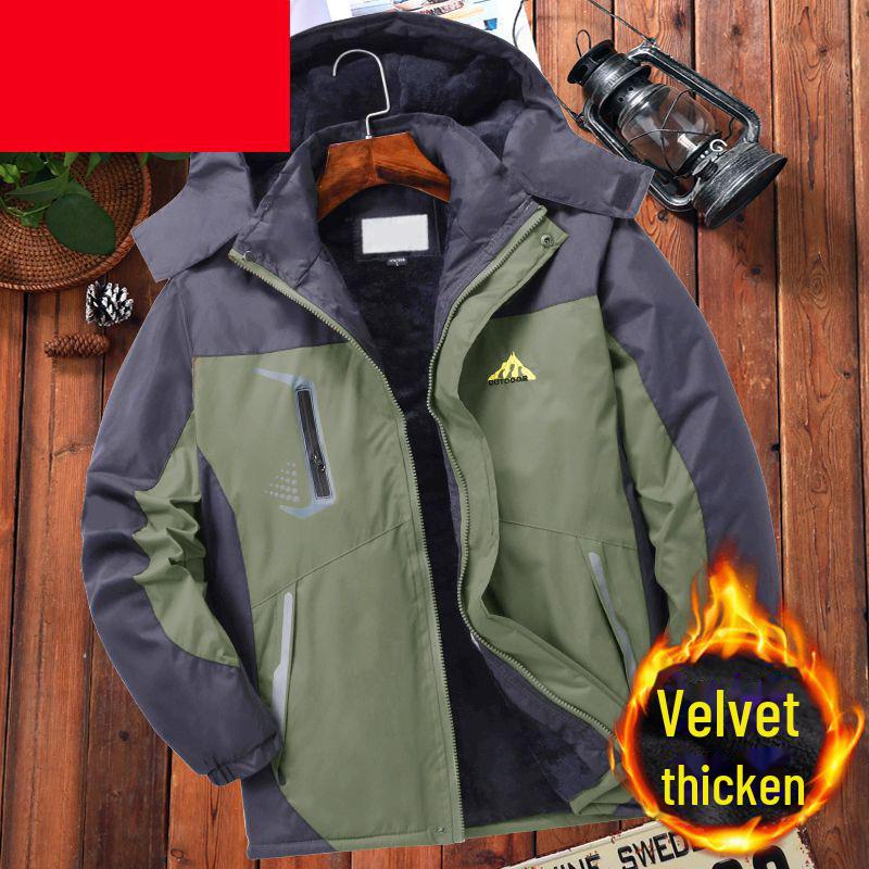 Мужская плюшевая утолщенная хлопковая походная куртка - ветрозащитная, водонепроницаемая зимняя спортивная куртка для активного отдыха