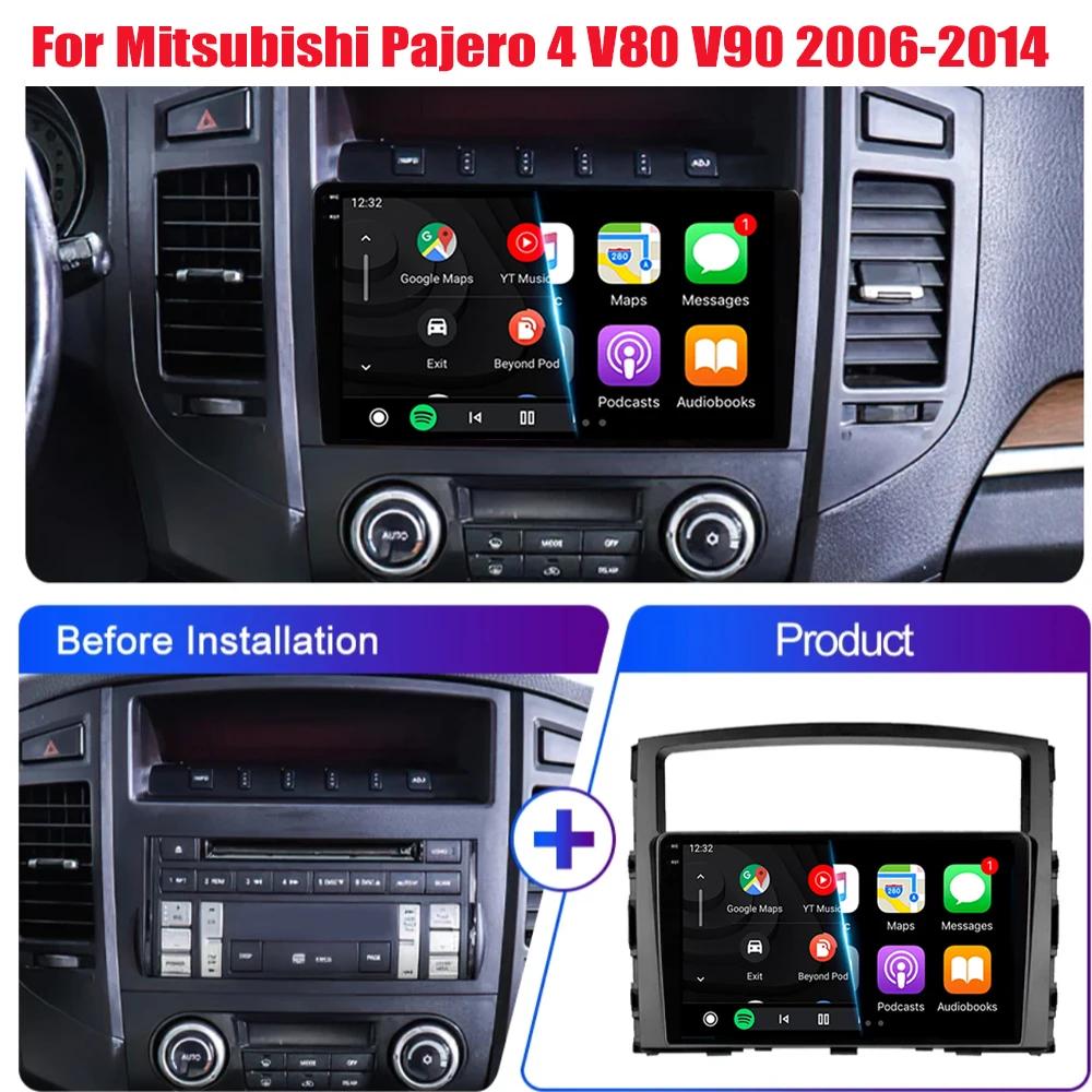Автомобильное радио Android14 Carplay для Mitsubishi Pajero 4 V80 V90 2006 - 2014 Навигация GPS Мультимедийный проигрыватель WiFi+4G Стерео видео BT
