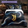 Juventus FC Pattern 3 Pieces Bedding Set Soft Microfiber Duvet Cover with Pillow Cases for Bedroom