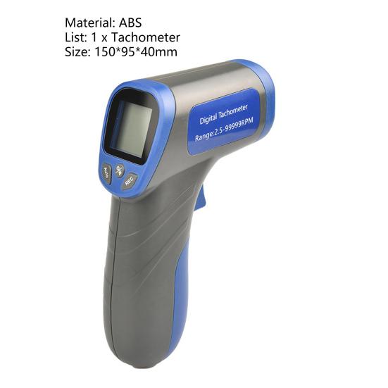 Handheld Tachometer Digital Display Non-Contact Infrared Photoelectric Type Data Hold ABS High Accurate RPM Meter Industry