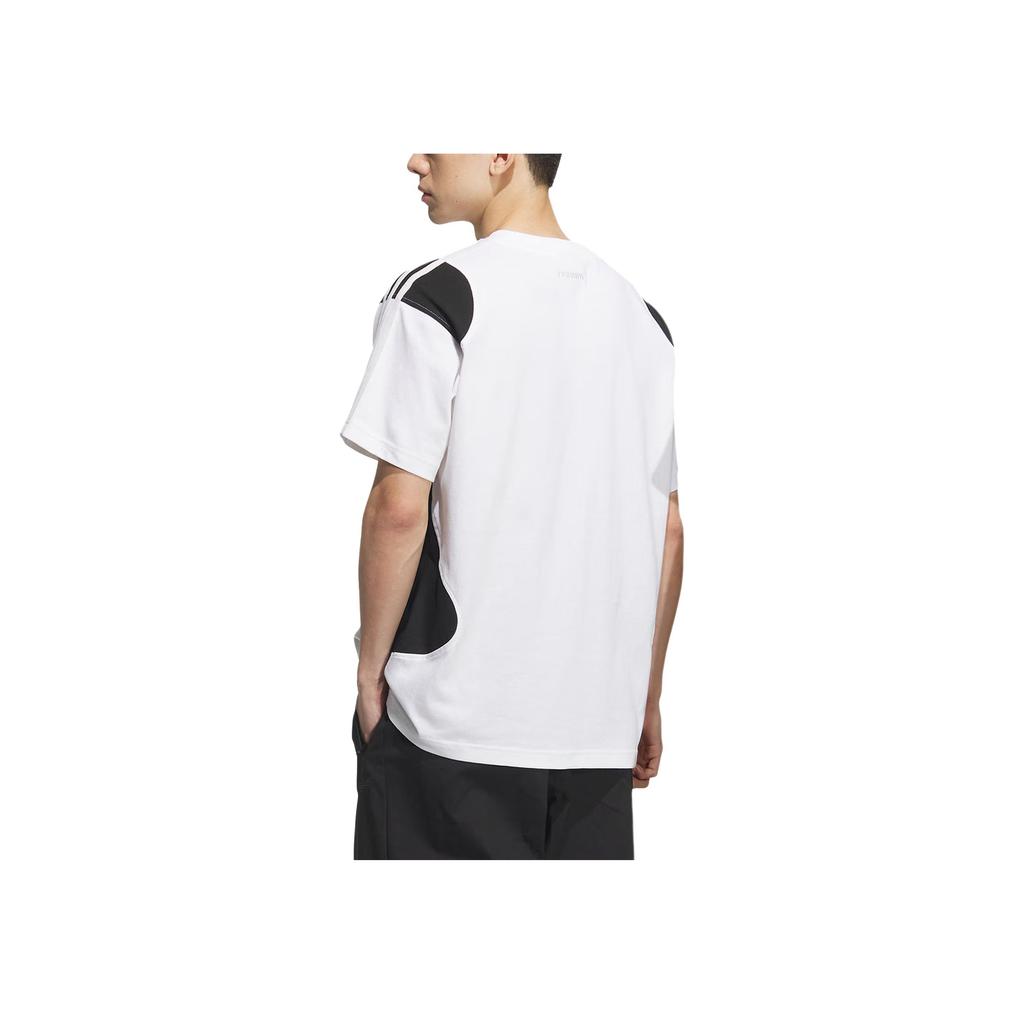 adidas Оригинальные Ss25 Tyshawn Футболка с круглым вырезом, свободного кроя, модная, универсальная, с коротким рукавом, унисекс, топы, белая, черная KD1873