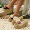 Модные женские тапочки, модные туфли на танкетке, туфли на высоком каблуке, женские брендовые тапочки с открытым носком и платформой, повседневные тапочки для вечеринок, сандалии, шлепанцы для женщин.