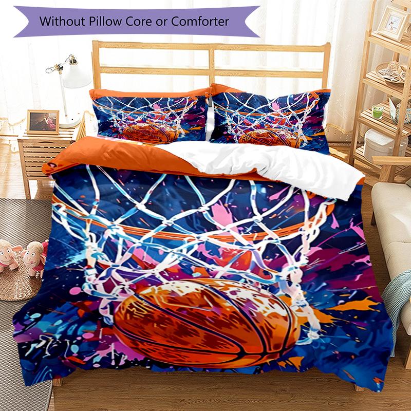 3pcs basketball Bedding Set Duvet Cover Closure Includes 1 Duvet Cover & 2 Pillowcases, Soft and Comfortable for All Seasons.