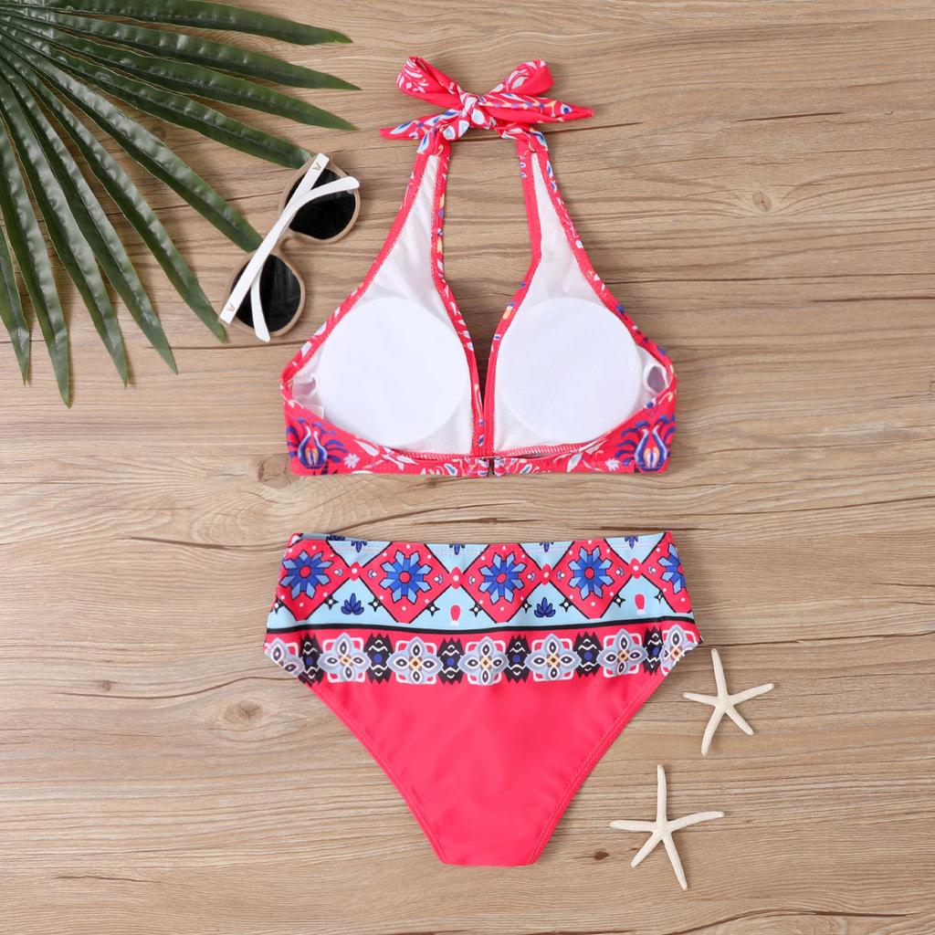 Plus Size Women Fashion Sexy Round Neck One Piece Bikini Set Slim The Sky Is Full of Stars Print Swimsuits