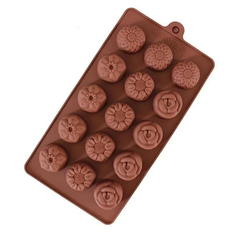 Non Stick Different Styles Chocolate Molds Silicone 15 Cavity Molds 100% Food Grade Silicone Moulds For Chocolate Gummy Candy