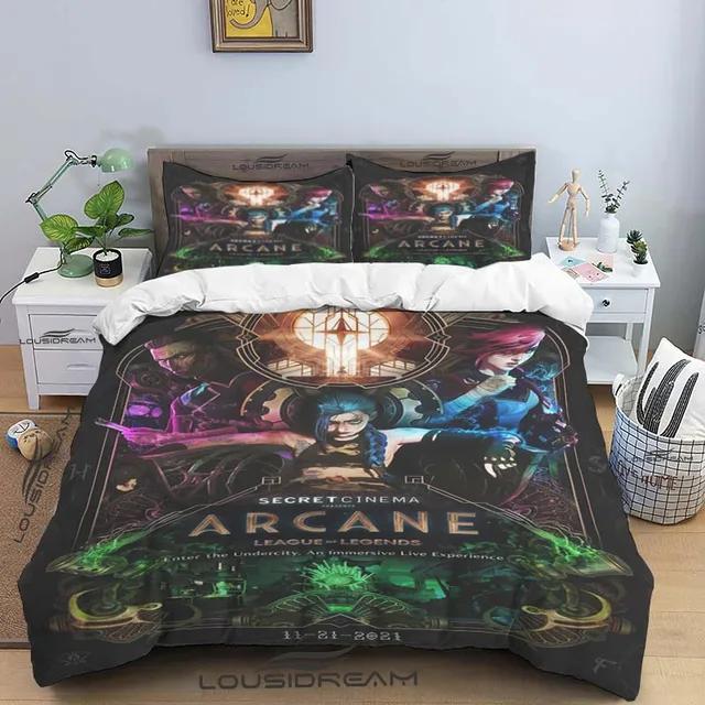 Мультфильм Джинкс Тайный: Комплект постельного белья League of Legends King Twin Double Child 3 Piece Micofiber или Polyester Duvet Cover Set