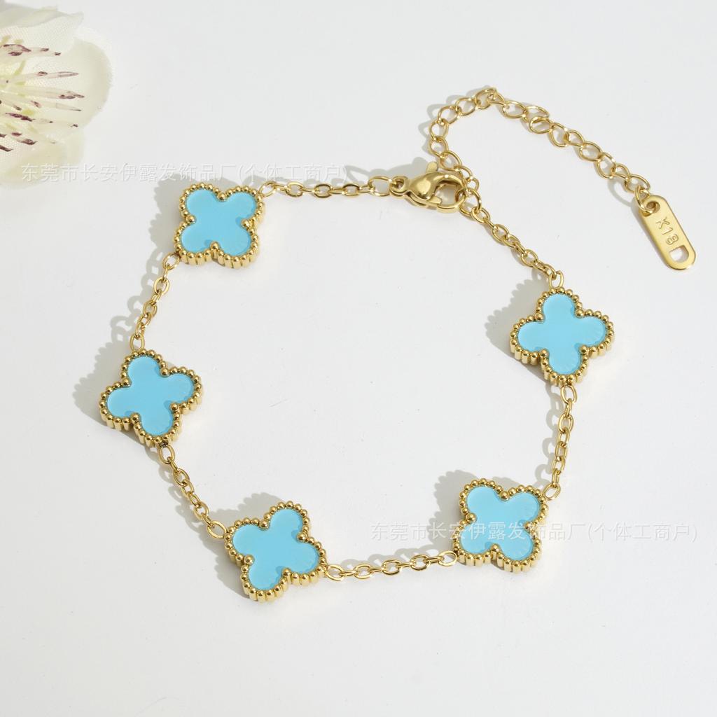 Браслет женский из 18-каратного золота «Четырехлистный клевер» Модный и трендовый браслет «Счастливый четырехлистный клевер»