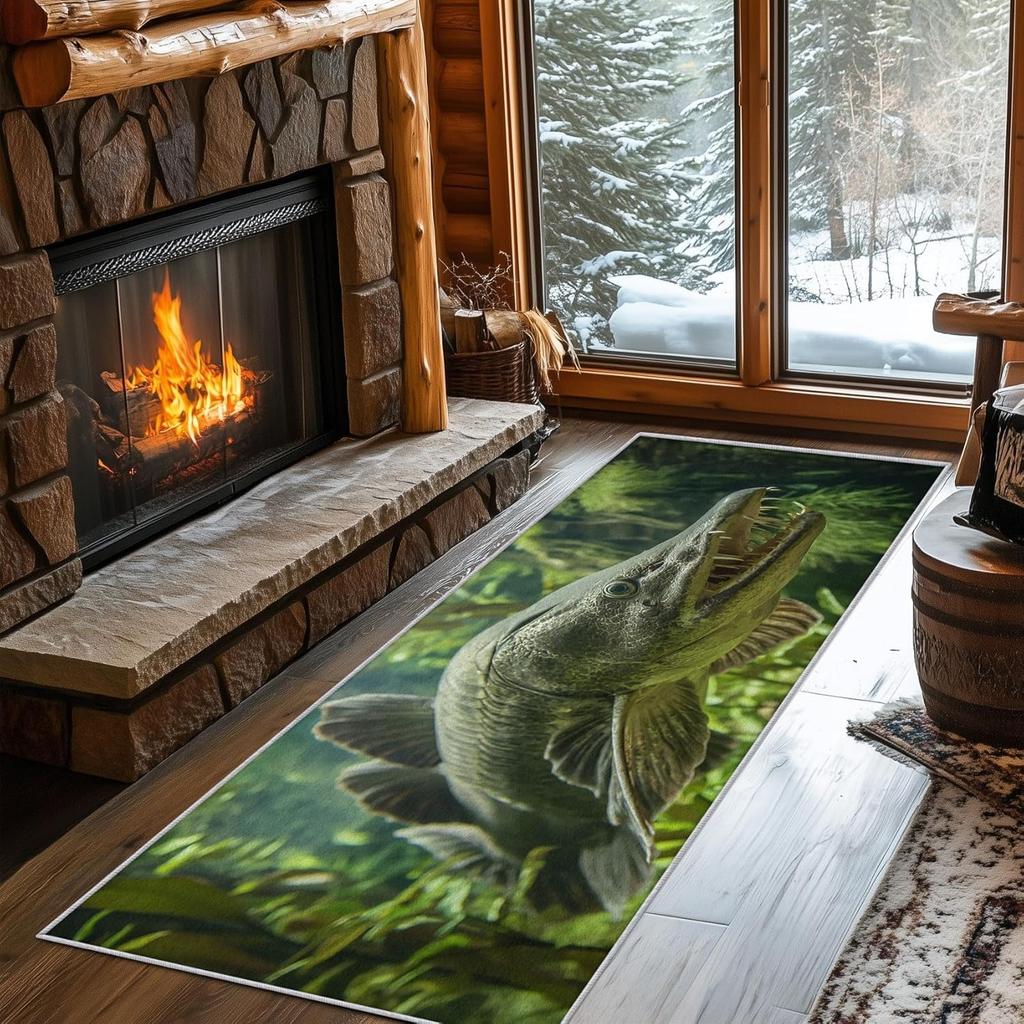 Ковер с принтом рыбы, уличная тематика, коврик с рисунком рыбы, абсорбирующий, противоскользящий коврик для спальни, гостиной, кухни, кабинета, прихожей