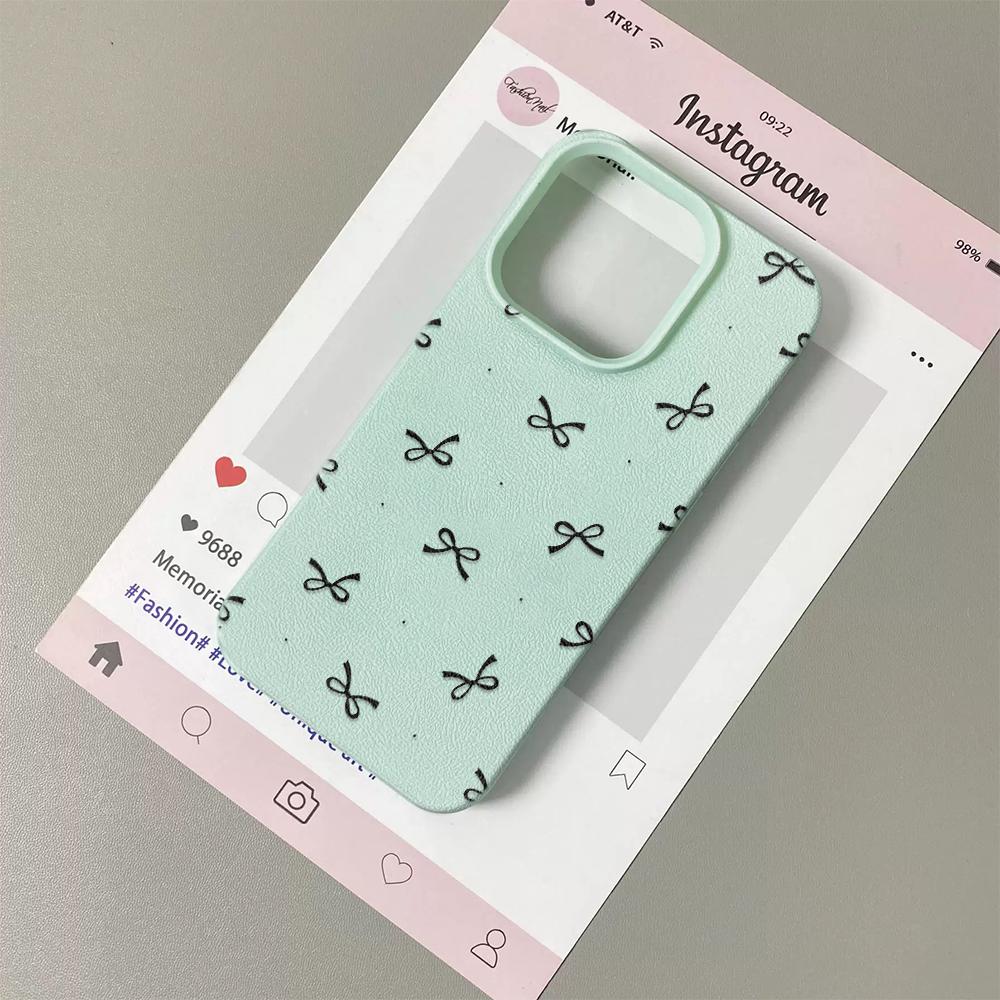 Черный Чехол Для Телефона С Принтом Бантов Для iPhone 17 16 15 14 Plus 13 12 11 Pro Max 17 Air X XR XS Корейская Девушка Чехол Силиконовый Мягкий Чехол