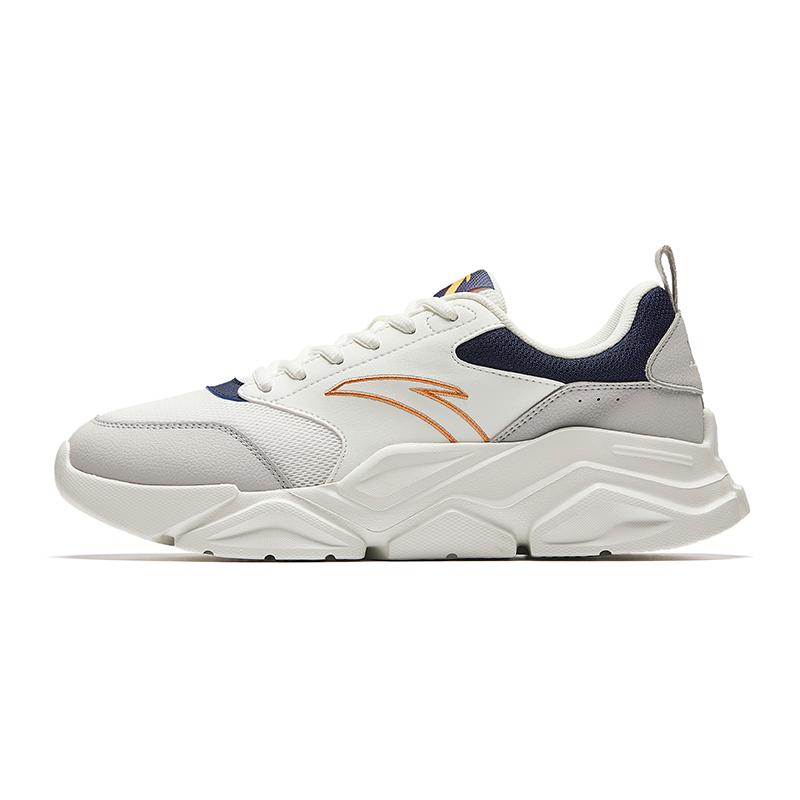 Anta Lifestyle Series Comfortable Durable Breathable Low-Top Casual Shoes Men Sneaker White Gray Blue 912538828-4