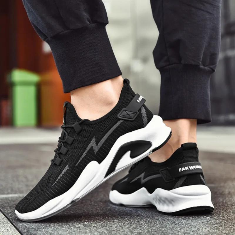 Модные мужские кроссовки 2024 года, новые сетчатые дышащие кроссовки для мужчин, качественные кроссовки Fly Weave со шнуровкой и вулканизацией, кроссовки для бега, мужские