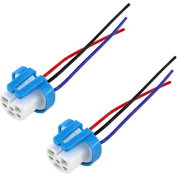 Bittwee 2PCS Car Headlight Wiring Harness, 9004 Female Ceramic High Temperatures Vehicle Headlight Plug Socket, Automotive Fog Lights Socket Adapter