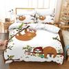 Cute Cartoon Sloth Duvet Cover Floral Leaves Print Bedding Collection For Kids Teens Bedroom Decor Flowers Comforter Cover Pillowcases