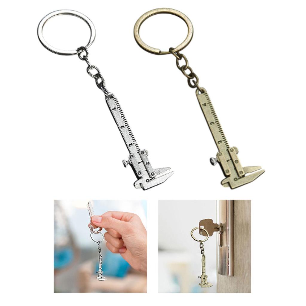 Mini Metal Movable Vernier Caliper Fashion Car Keychain for Adults Men Women