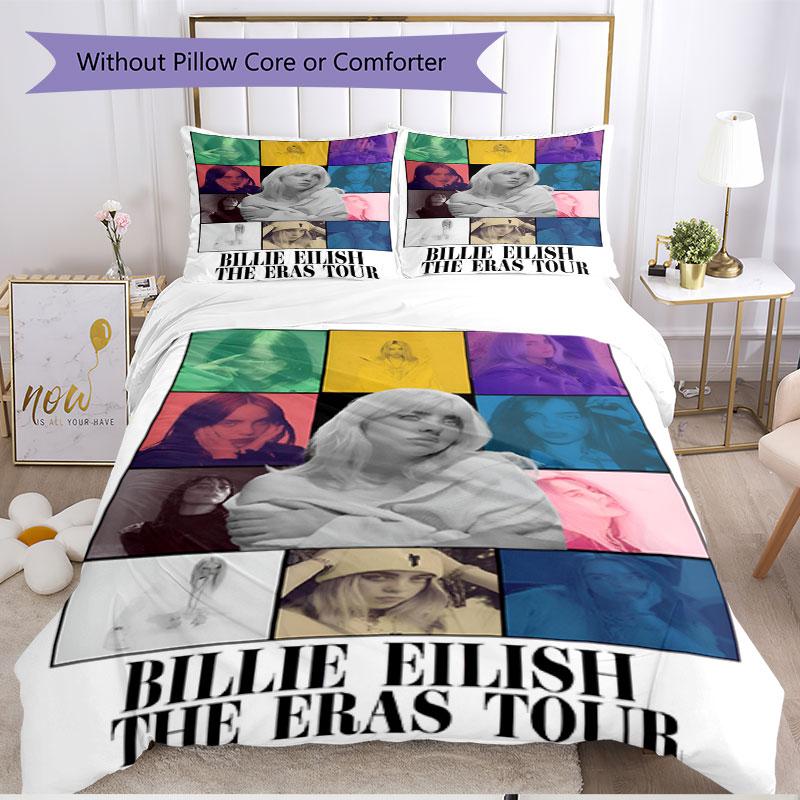 3pcs Duvet Cover Set (1*Duvet Cover + 2*Pillowcase, Without Core), Billie Eilish Print Soft All‑Season Bedding Set, Home Bedroom Decor Gift