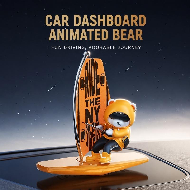 New Arrival Swing Surfing Bear Figurine Creative Auto Center Console Ornament Interior Dashboard Decor Art Craft Desktop