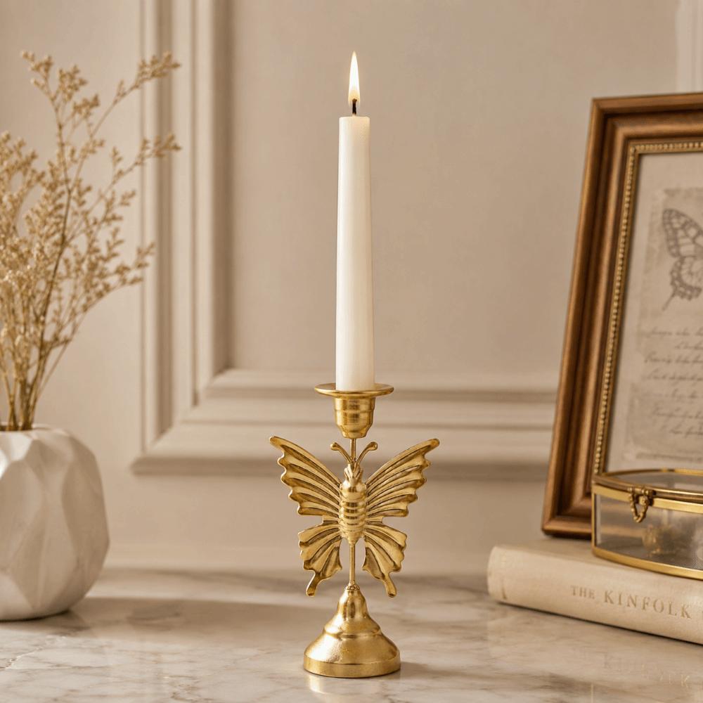 Luxury Butterfly Candle Holder Elegant Leaf Candle Stand Candlestick Holder Wedding Props