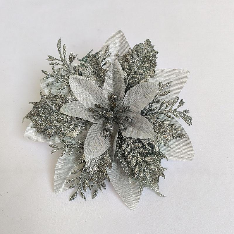 14 см рождественский золотой порошок елочное украшение блестящий имитация цветка рождественский венок кулон домашний новогодний декор для вечеринки