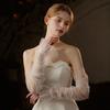 1 Pair Women Prom Arm Covers See-through Lace Faux Pearl Decor Thin