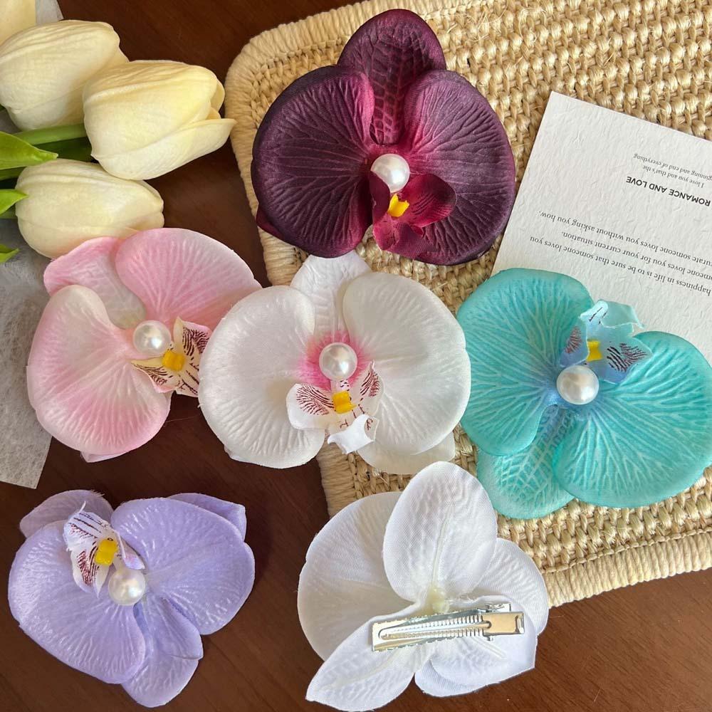 Sweet Orchid Flower Hairpin Thai Style Women Side Clip Butterfly Orchid Hair Clip  Holiday