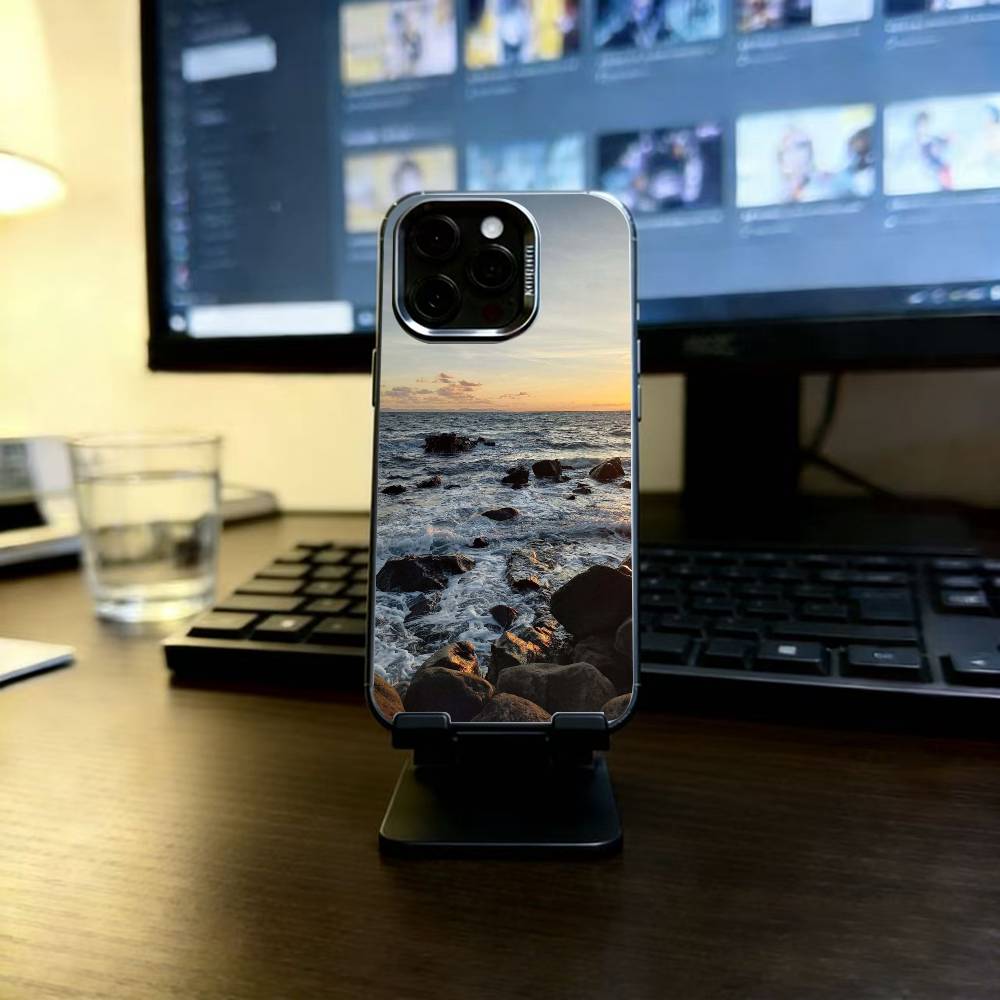 Морской пейзаж Чехол для телефона Для iPhone 17,16,15,14,13,12,11 Plus,Pro Max,XS,Красочный Серебристый Чехол для телефона Funda Cover