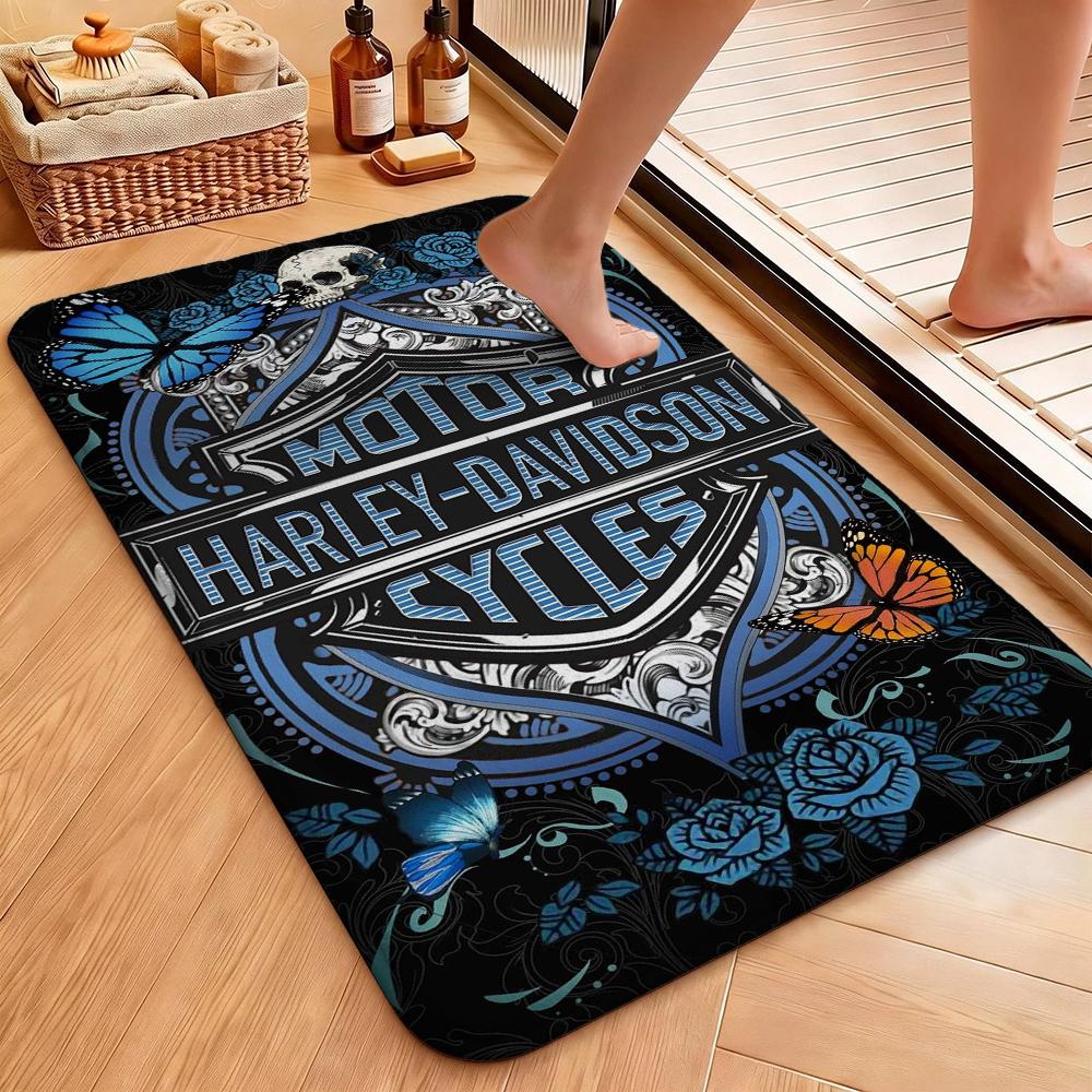 Harley Davidson Skull Fire Carpet Doormat Living Room And Bedroom Mats Art Doormat Office Chair Cushion