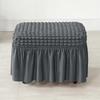 Seersucker Footstool Skirt Cover Stretch Spandex Ottoman Cover Solid Color Non Slip Washable Footrest Slipcovers for Living Room
