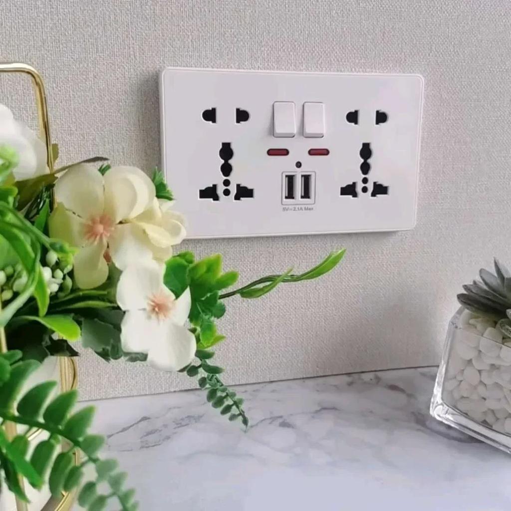 Белая настенная розетка USB стандарта Великобритании 13A, универсальная вилка Type-C для быстрой зарядки мощностью 18 Вт, настенный выключатель света, электрическая розетка