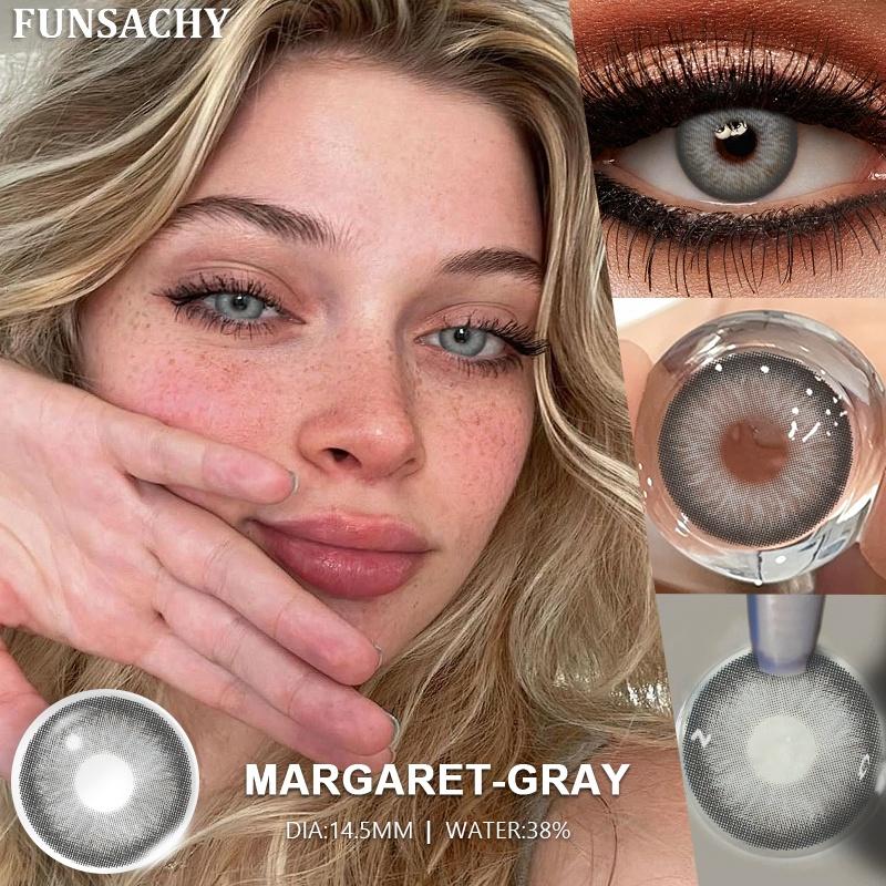 FUNSACHY 1 Pair Natural Brown Contact Lenses for Eyes Beautiful Pupils for Makeup Cosmetics Brown Color Lenses Gray Softlens