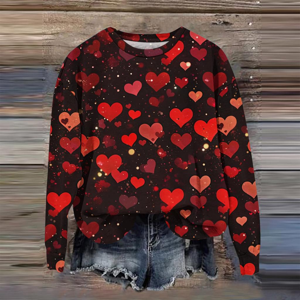 Women's Fashion Printed Long Sleeve Loose Round Neck Sweatshirt Top Fall